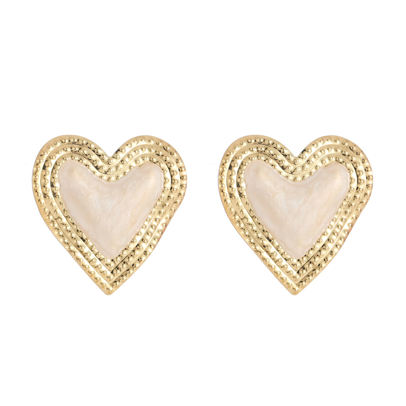 Stylish Metallic Peach Heart Earrings-consonak