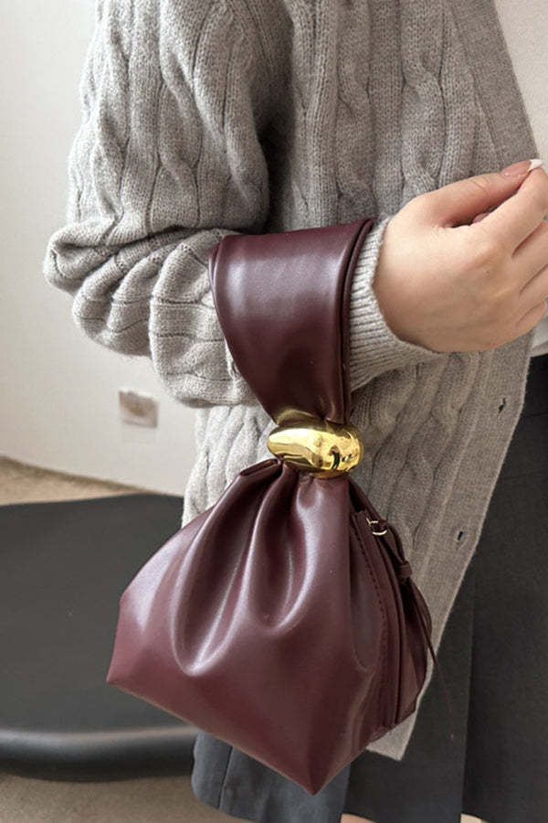 Retro Pleated Simple Bucket Bag-consonak