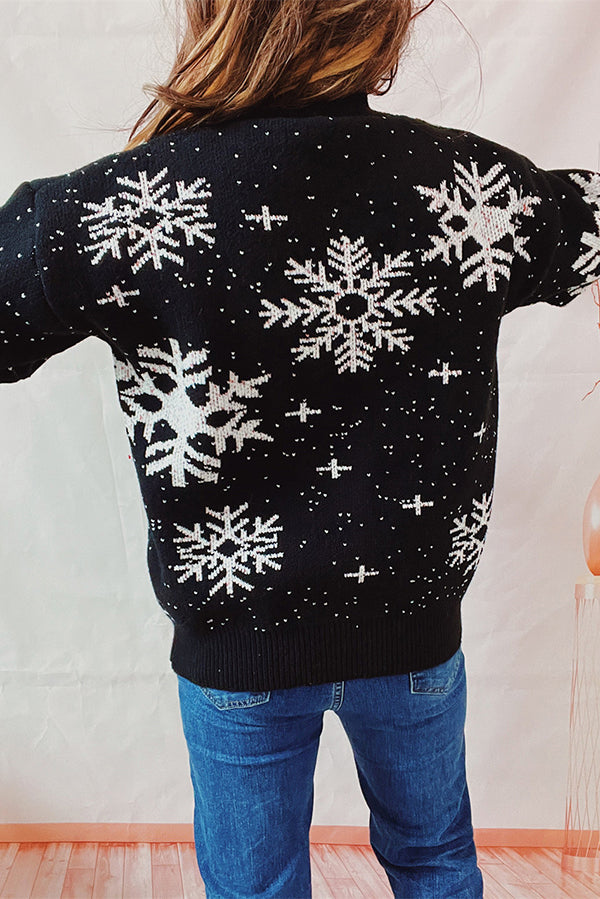 Christmas Pattern Knitted Crew Neck Long Sleeved Sweater-consonak
