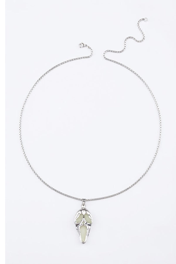 Alloy Glow-in-the-Dark Skull Pendant Necklace-Consonak
