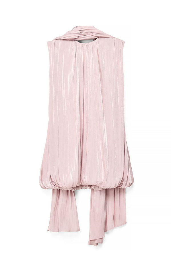 Vanessa Crew Neck Scarf Drape Shawl Balloon Hem Mini Dress