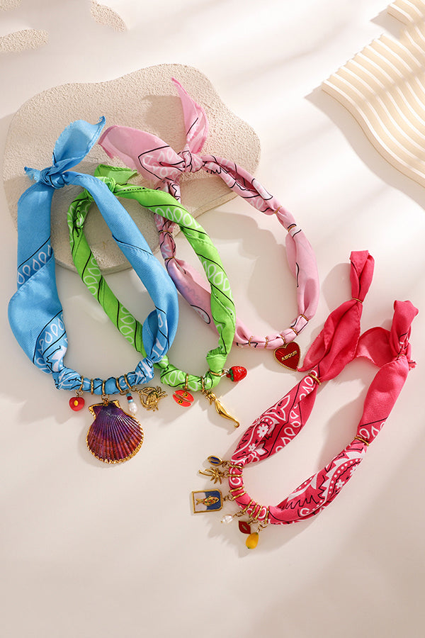 Dopamine Color Silk Scarf Fun Small Item Necklace-consonak