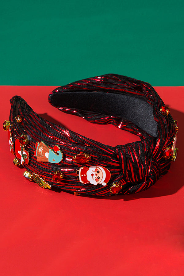 Christmas Colorful Diamond Alloy Embellished Fabric Headband-consonak
