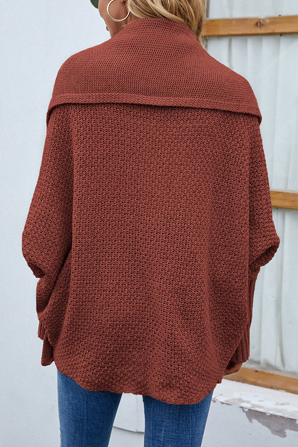 Solid Color Dolman Sleeve Elegant Knitted Cardigan-consonak