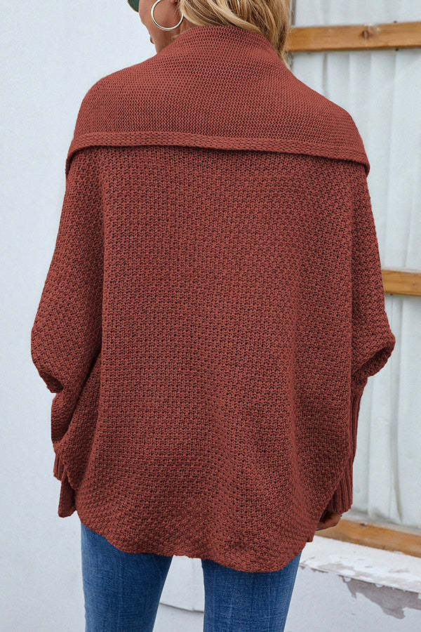 Solid Color Dolman Sleeve Elegant Knitted Cardigan-consonak