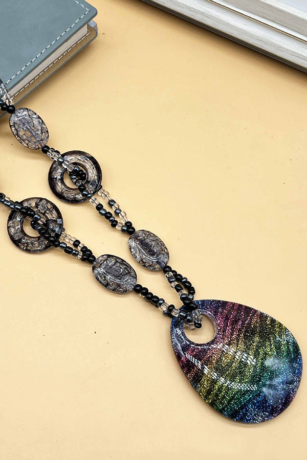 Leopard Print Long Geometric Accessories Necklace | Consonak