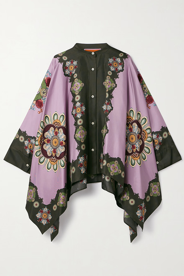 Satin Unique Print Loose Batwing Sleeve Top and Elastic Waist Pocket Casual Wide-leg Pants Set-consonak