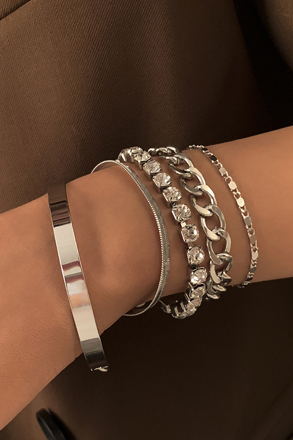 Personalized Geometric Multi-element Rhinestone Bracelet Set | Consonak