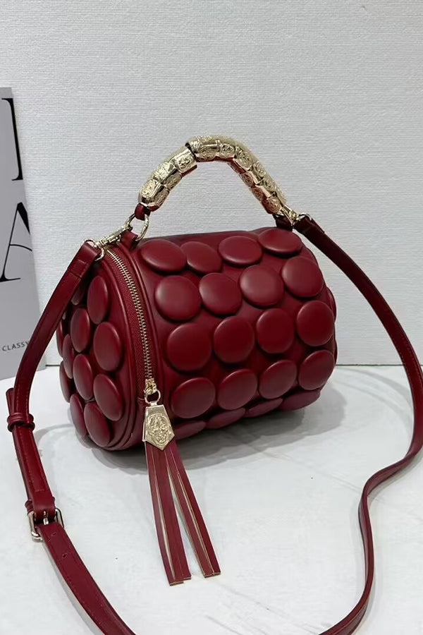 Cylindrical Classic Button Handmade Shoulder Bag-consonak