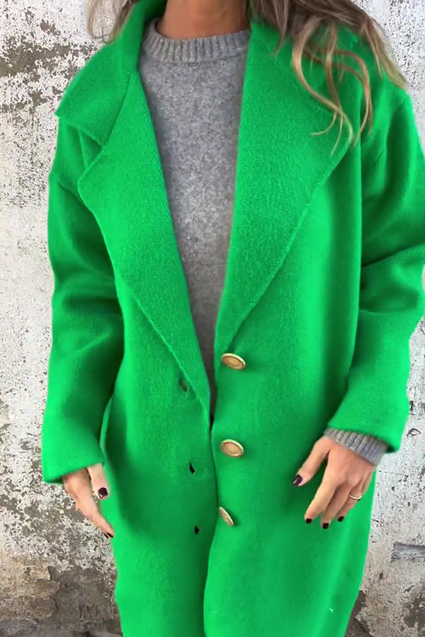 Solid Color Lapel Long Sleeve Loose Casual Jacket-consonak