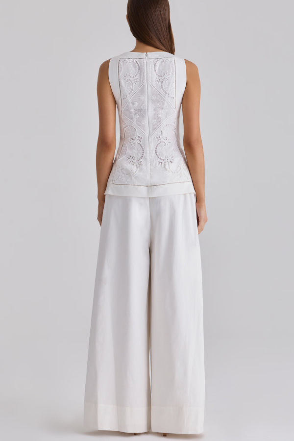Exquisite and casual mid rise pocket wide leg pants