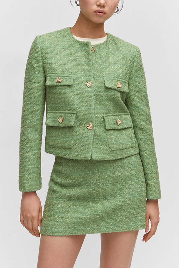 Stylish Tweed Spinning Zipper Mini Skirt-consonak