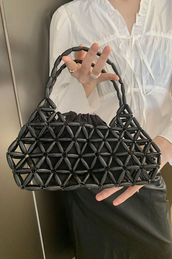 Wood Beaded Cutout Tote Bag-consonak