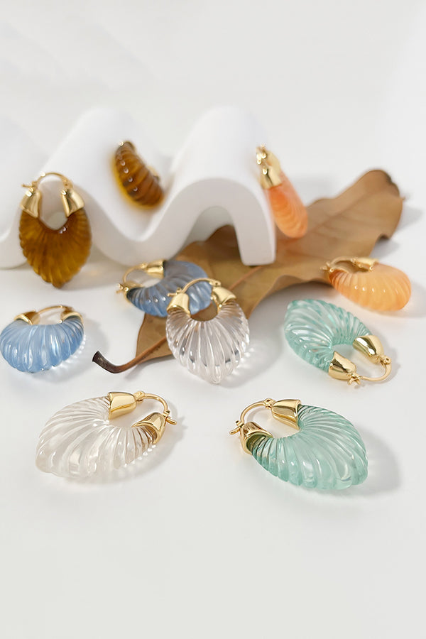 Fashion Candy-colored Glass-feel Striped Small Wing Earrings | Consonak