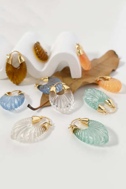 Fashion Candy-colored Glass-feel Striped Small Wing Earrings-consonak