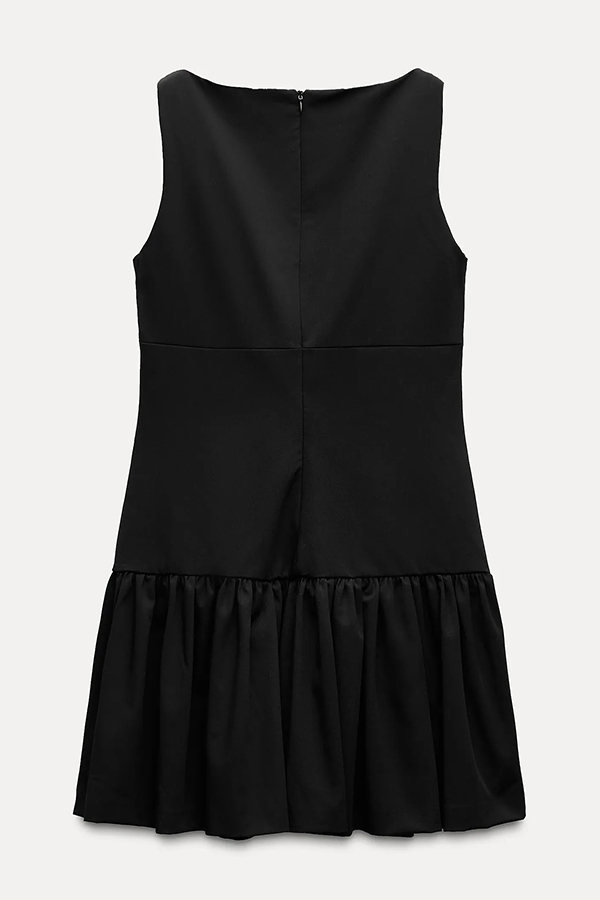 Solid Velvet Bow Embellished Sleeveless Mini Dress-consonak