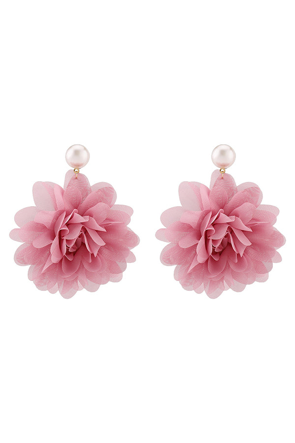 Fashion Holiday Fabric Floral Pearl Earrings-consonak