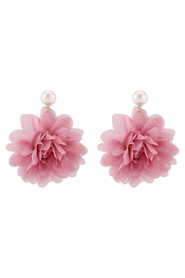 Fashion Holiday Fabric Floral Pearl Earrings-consonak