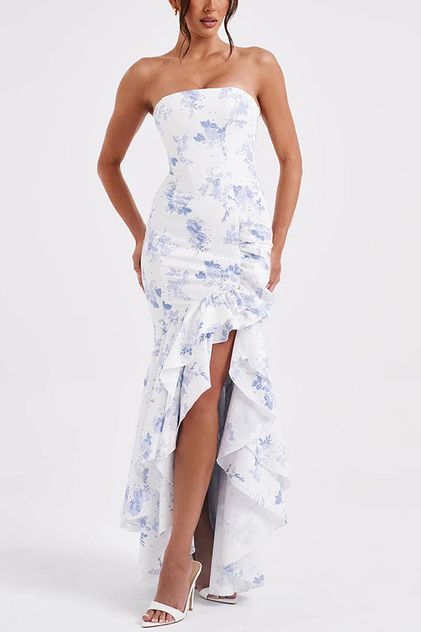 Ladies' sexy off shoulder, sexy off shoulder strapless, hip hugging, irregular wave fashion party dress-Consonak