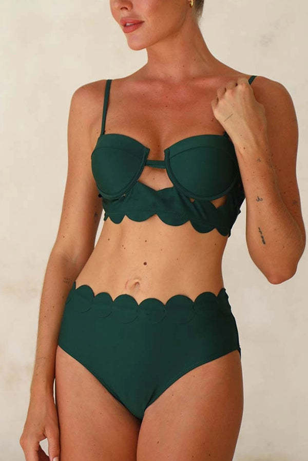 Sexy Sling Cutout High-waisted Stretch Bikini Swimsuit-consonak