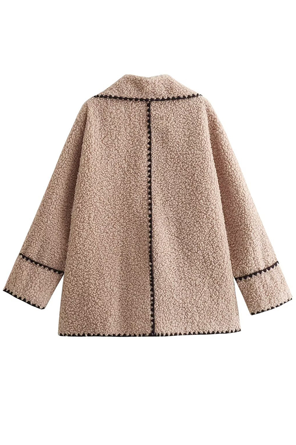 Lamb Wool Casual Lapel Loose Pocket Coat-consonak