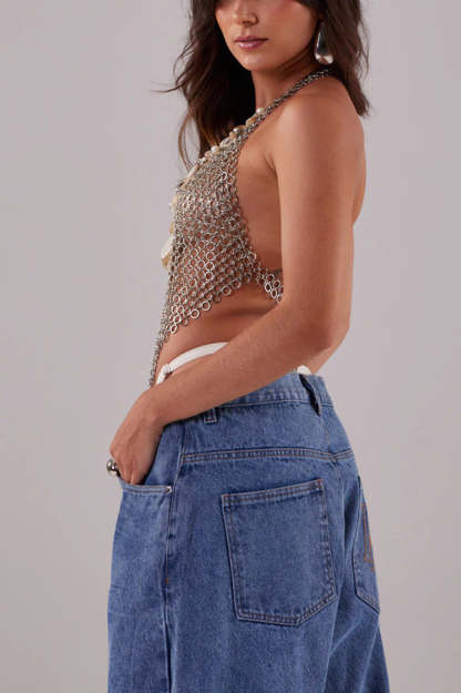 Fashion Sequin Shell Embellished Sexy Vest Body Chain-consonak