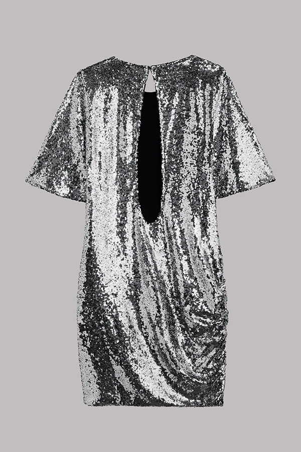 Countdown Celebration Sequin Short Bell Sleeve Open Back Ruched Mini Dress-consonak