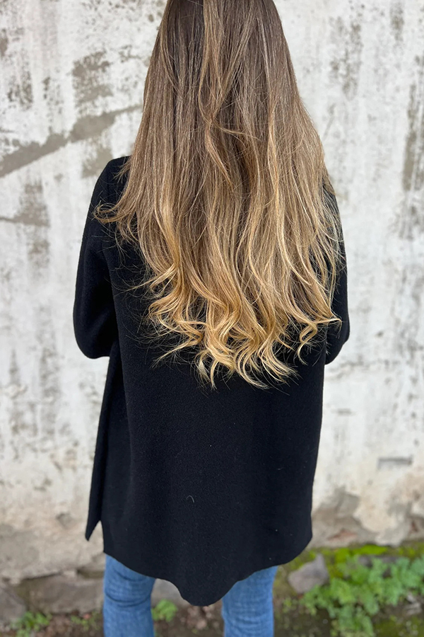 Solid Color Casual Lapel Long Sleeve Loose Woolen Jacket-consonak