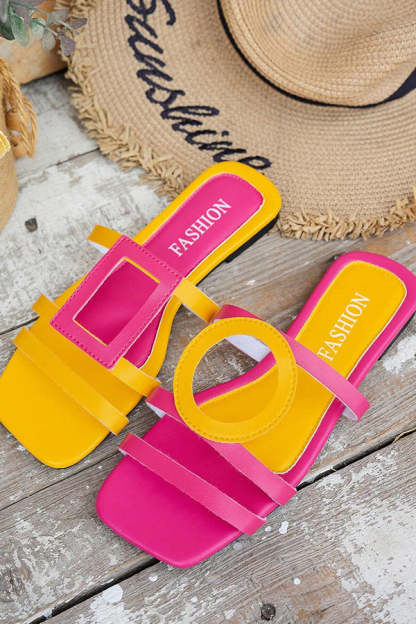 Fashionable and Casual Color-blocked Simple Flat Sandals-consonak