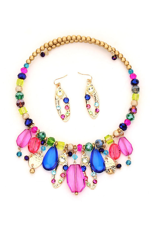 Multicolor Crystal Beaded Necklace-Consonak