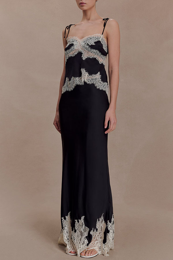 Nina Satin Lace Detail Thin Tie Up Straps Loose Tank-consonak