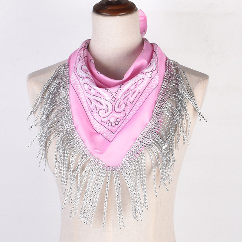 British Retro Diamond Tassel Square Scarf | Consonak