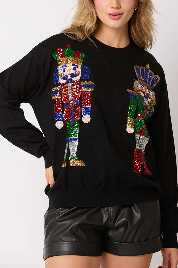 Christmas Soldier Sequined Fashion Casual Sweatshirt-consonak
