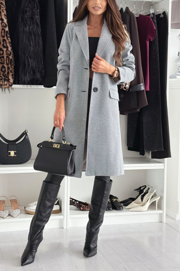 Fashionable Casual Lapel Long Sleeve Single Breasted Loose Coat-consonak