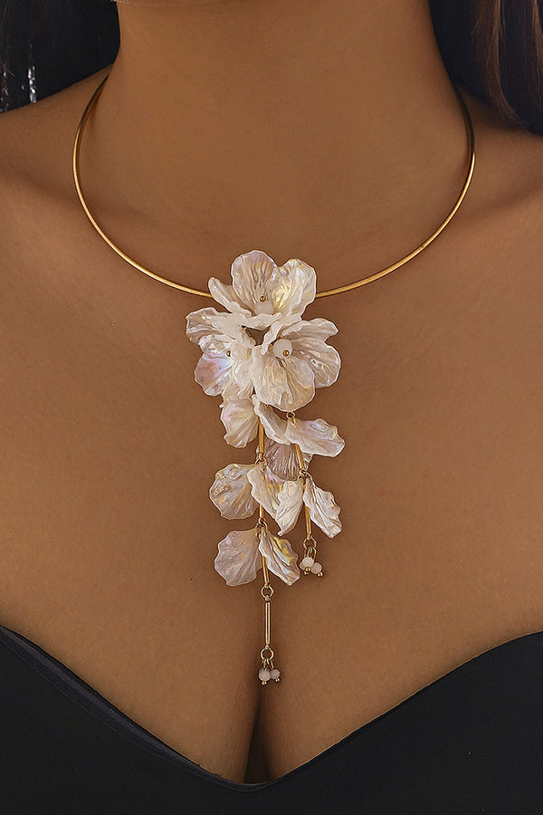 Fashionable Tassel Floral Mermaid Pearlescent Earrings-consonak