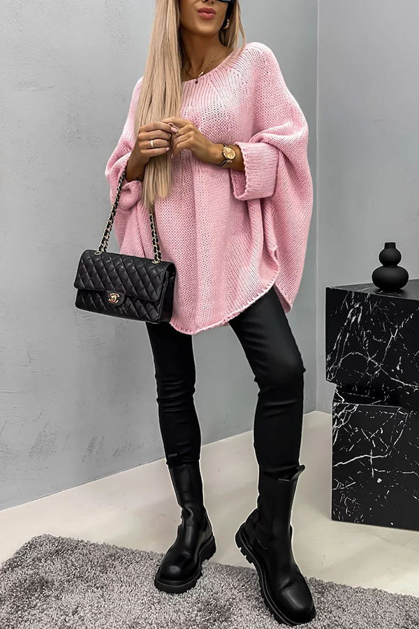 Remember Me Knit Crew Neck Poncho Loose Sweater | Consonak