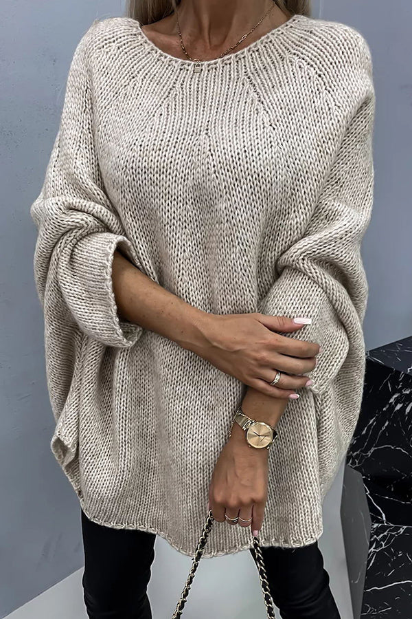 Remember Me Knit Crew Neck Poncho Loose Sweater | Consonak