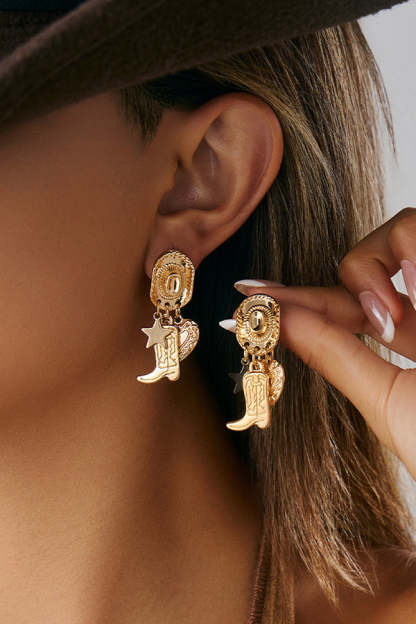 Western Cowboy Hat and Boots Pendant Earrings-consonak