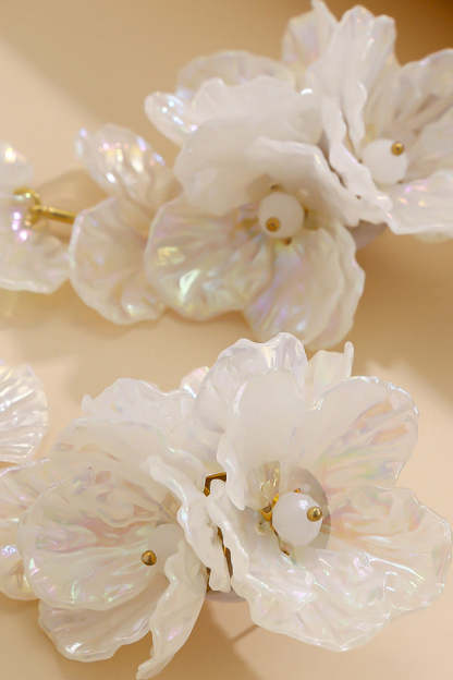 Fashionable Tassel Floral Mermaid Pearlescent Earrings-consonak