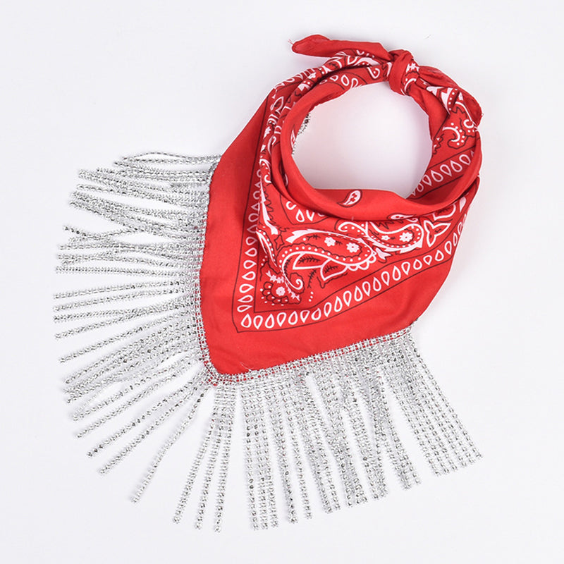 British Retro Diamond Tassel Square Scarf | Consonak