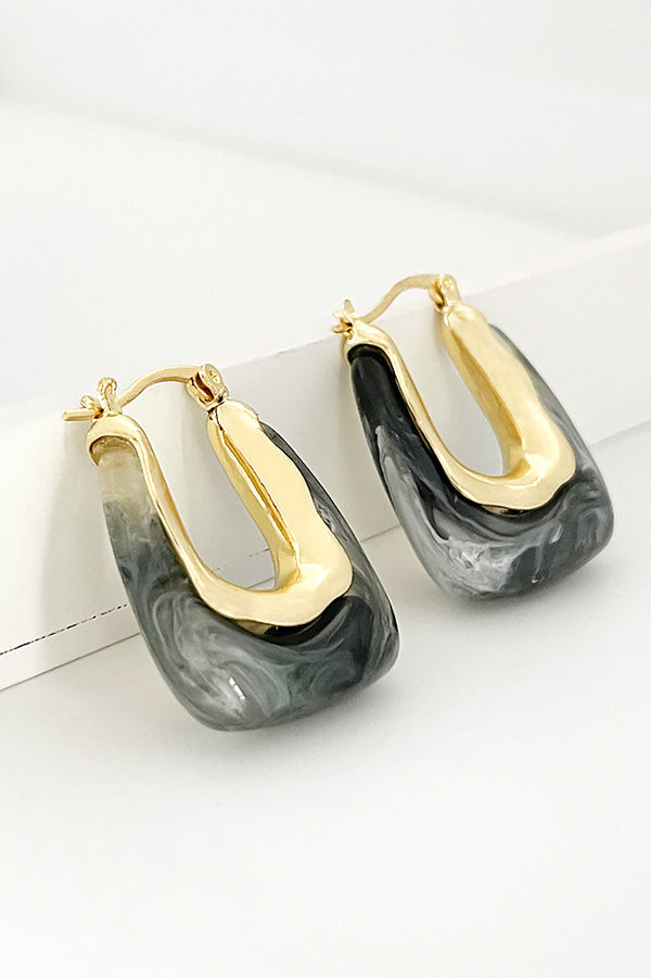 Fashionable Geometric U-shaped Colorful Jelly Earrings-consonak