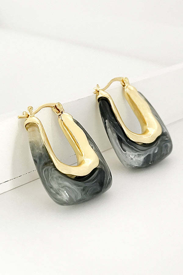 Fashionable Geometric U-shaped Colorful Jelly Earrings-consonak