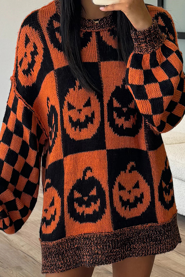Halloween Casual Loose Crew Neck Sweater-consonak