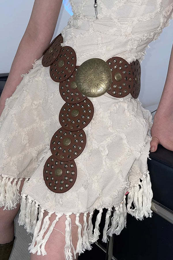 Ethnic Retro Round Hollow Belt-consonak