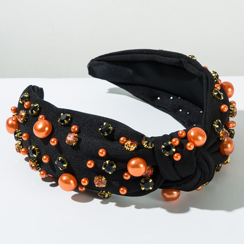 Halloween Fabric Knotted Diamond and Pearl Hair Accessories | Consonak