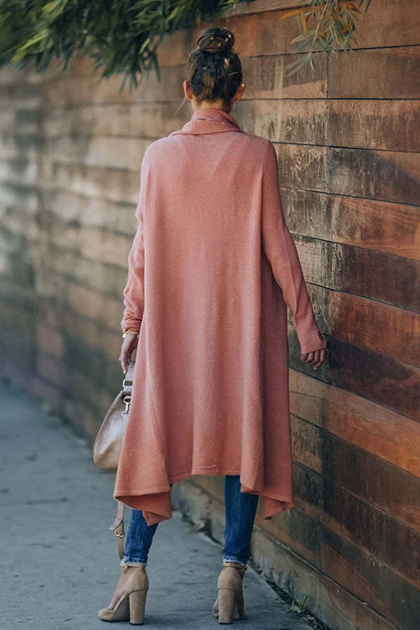 Fireside Pocketed Oversized Drape Neckline Knit Cardigan-consonak