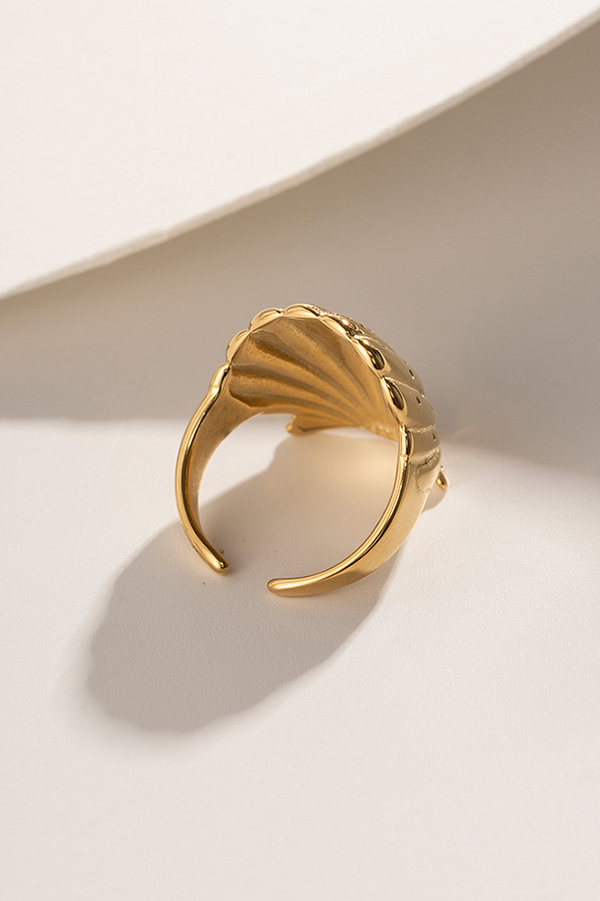 Fashionable and Luxurious Gold Shell Open Ring-consonak