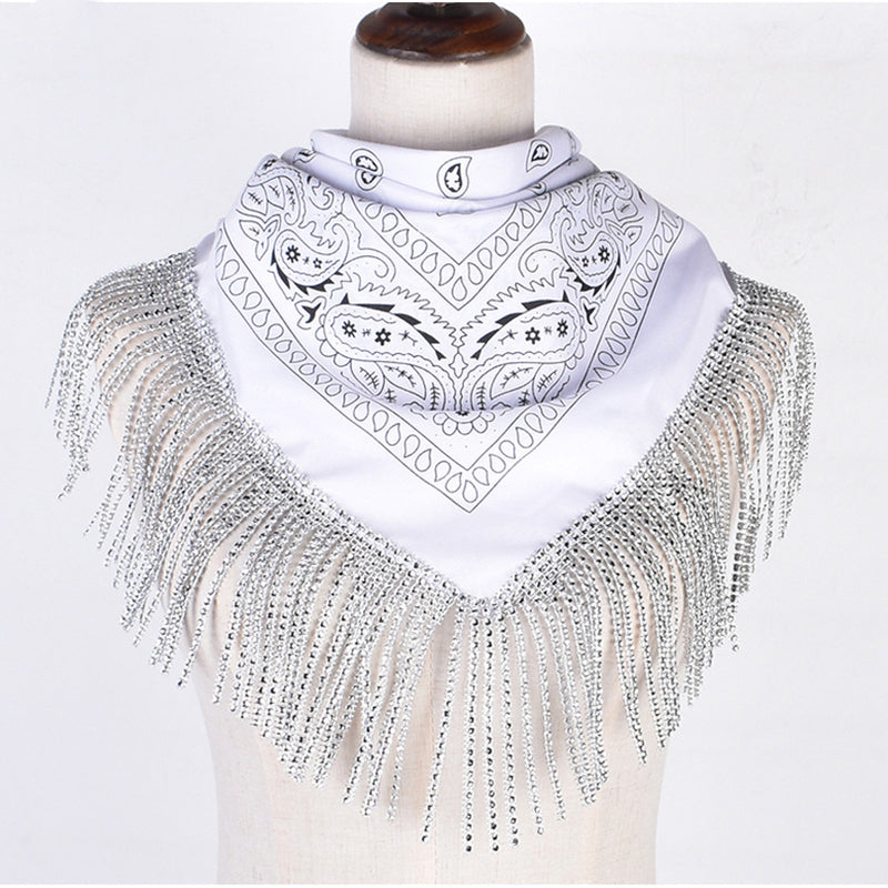 British Retro Diamond Tassel Square Scarf | Consonak