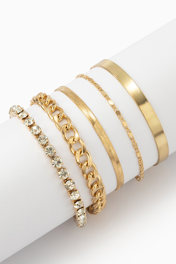 Personalized Geometric Multi-element Rhinestone Bracelet Set | Consonak