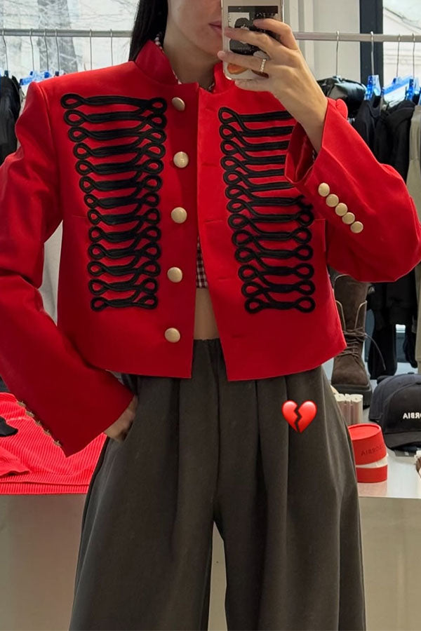 Aura Regal Military Corded Crop Jacket-Consonak